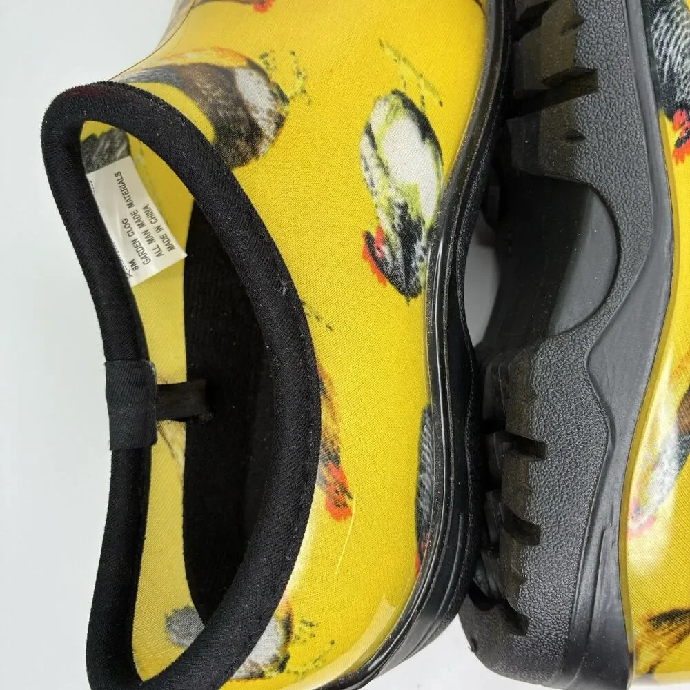 Groundwork Garden Clogs Womens Sz 8 Yellow Waterproof Shoes Chickens Hens